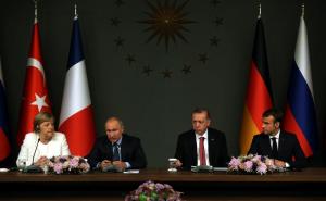 Foto: AA / U Istanbulu je turski predsjednik Recep Tayyip Erdogan domaćin ruskom predsjedniku Vladimiru Putinu, njemačkoj kancelarki Angeli Merkel i francuskom predsjedniku Emmanuelu Macronu